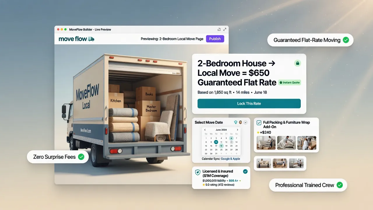 Moving estimate options helping customers compare local hourly and long-distance flat-rate moves